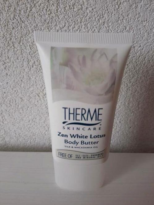 NIEUW! Therme Zen White Lotus Body Butter 50 ml., Sieraden, Tassen en Uiterlijk, Uiterlijk | Lichaamsverzorging, Nieuw, Bodylotion, Crème of Olie