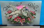 fr 1900 celluloid kaart zwaluw poezieplaatje pop up roos, Ophalen of Verzenden, Voor 1920, Gelopen, Overige thema's