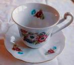 Extra groot koffie thee kopje bord anemonen rozen Rheinpflaz, Antiek en Kunst, Antiek | Servies los, Ophalen of Verzenden