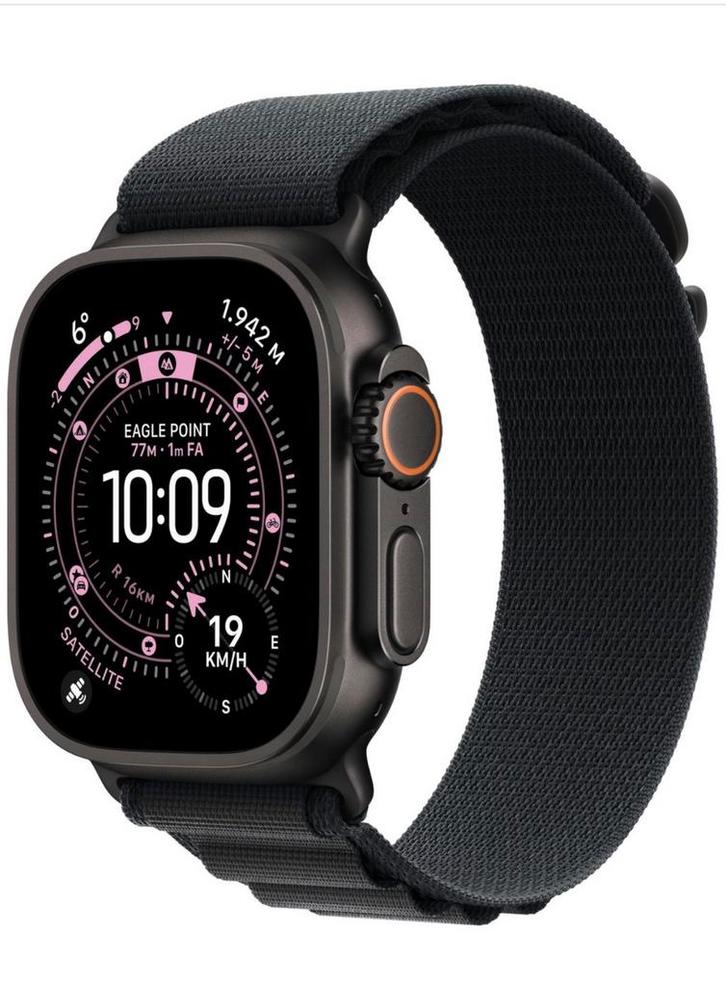 Apple Watch Ultra 3 Titanium Case Black Alpine Loop (Nieuw), Sieraden, Tassen en Uiterlijk, Smartwatches, Nieuw, iOS, Zwart, Afstand