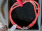 Bloedkoraal en zilveren armband, Sieraden, Tassen en Uiterlijk, Armbanden, Verzenden, Zo goed als nieuw, Rood, Zilver