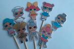 Set van 10 Lol Surprise cupcake traktatie prikkers, Ophalen of Verzenden, Nieuw, Verjaardag