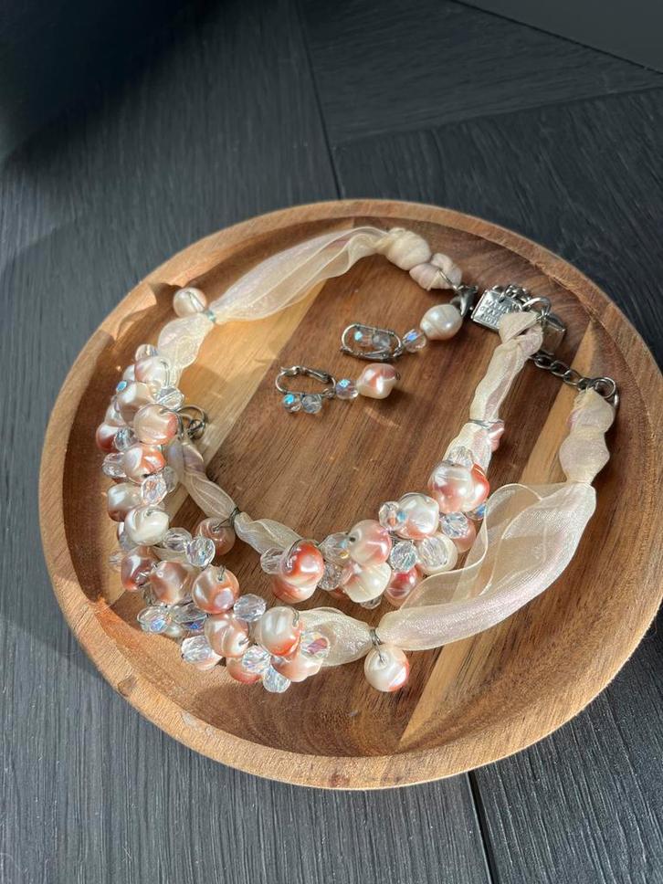 Bruidssieraden Set - Ketting, armband en Oorbellen, Sieraden, Tassen en Uiterlijk, Kettingen, Zo goed als nieuw, Overige materialen