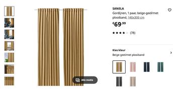 Ikea SANELA Gordijnen 904.189.04  1 paar, beige-geel 140x300 beschikbaar voor biedingen