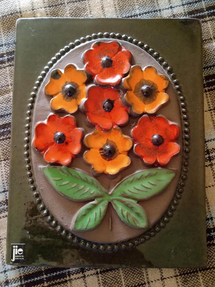JIE Gantofta Zweden Tegel 60/70s - Bloemen, Antiek en Kunst, Antiek | Wandborden en Tegels, Ophalen of Verzenden