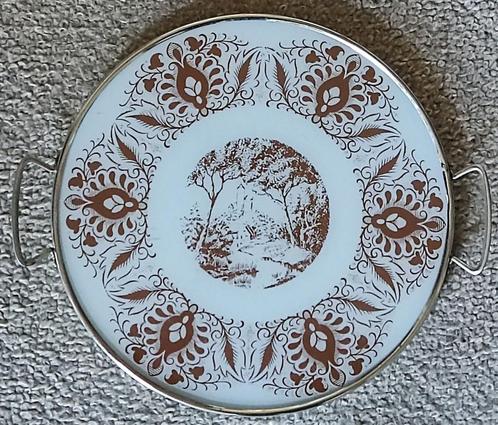 Oud taartplateau / serveerschaal met handgrepen, Antiek en Kunst, Curiosa en Brocante, Ophalen of Verzenden