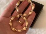 Vintage forse gouden oorbellen creolen Versace logo 14 k 585, Hangers, Verzenden, Zo goed als nieuw, Goud