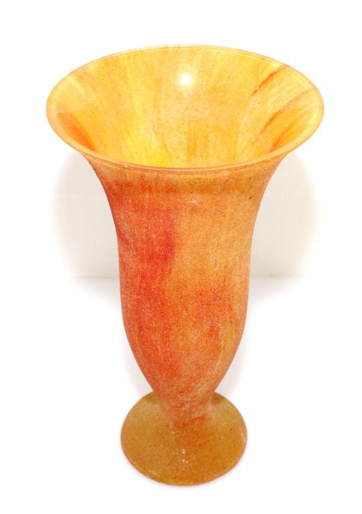 Prachtige Elegante Oranje Rood Scavo Glazen Vaas, Antiek en Kunst, Antiek | Glas en Kristal, Verzenden
