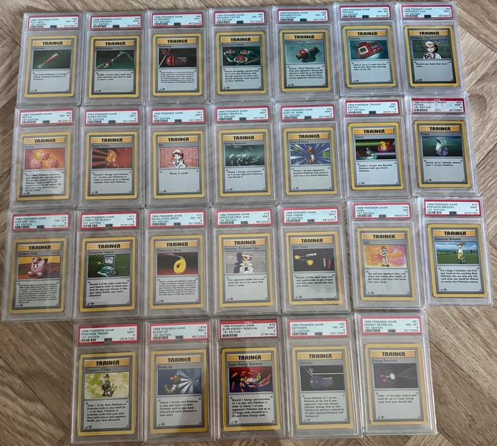 1st edition base set trainers engels, Hobby en Vrije tijd, Verzamelkaartspellen | Pokémon, Zo goed als nieuw, Ophalen of Verzenden