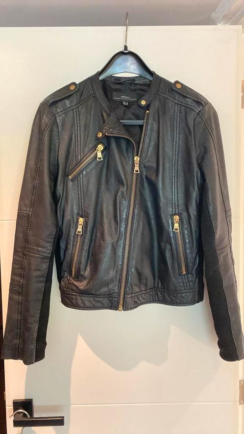 Stoer leren bikerjasje Mango - mt 38-40, Kleding | Dames, Jasjes, Kostuums en Pakken, Zo goed als nieuw, Jasje, Maat 38/40 (M)