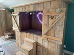 Steigerhouten bed + kast, Huis en Inrichting, Ophalen, 90 cm, Eenpersoons, Zo goed als nieuw