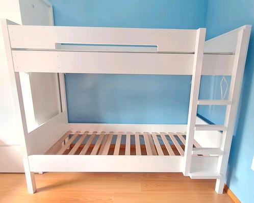 Bopita stapelbed Seppe 90x200 wit hout met rechte trap, Kinderen en Baby's, Kinderkamer | Stapelbedden en Hoogslapers, Gebruikt