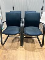 Eetkamer/kantoorstoelen 4 st., Huis en Inrichting, Ophalen, Gebruikt, Blauw, Stof
