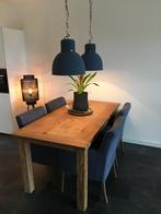 Teakhouten eettafel 180x90 blokpoot ca 9x9 cm, Ophalen, Zo goed als nieuw
