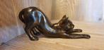 POES STREKT / BRONZEN BEELD, Dierenbeeld, Nieuw, Info@huisentuindecoratiemarie.nl, Huis en tuin decoratie marie