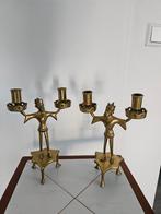 2 oude vintage zeer aparte kandelaars, Huis en Inrichting, Woonaccessoires | Kandelaars en Kaarsen, Ophalen of Verzenden, Minder dan 25 cm