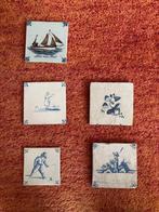 5 delfts blauwe tegels, Antiek en Kunst, Antiek | Wandborden en Tegels, Ophalen