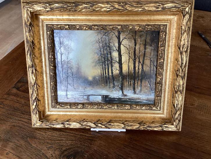 H.Breedveld Winterlandschap - Gesigneerd & Ingelijst, Antiek en Kunst, Kunst | Schilderijen | Klassiek, Ophalen of Verzenden