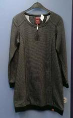 S'Questo zwart (of dbruin?)jurk druk printje +ritsje M 37275, Kleding | Dames, Maat 38/40 (M), ., Zwart, Ophalen of Verzenden