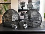 2x rotan hanglampen zwart 55cm met fitting en plafondkap, Ophalen, Zo goed als nieuw