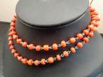 Bloedkoralen gekettelde ketting, Sieraden, Tassen en Uiterlijk, Antieke sieraden, Verzenden, Overige materialen, Ketting, Met edelsteen