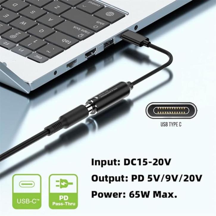 Cable 4.5x3mm DC Input naar USB-C Power Plug, Computers en Software, Accu's en Batterijen, Nieuw, Ophalen of Verzenden