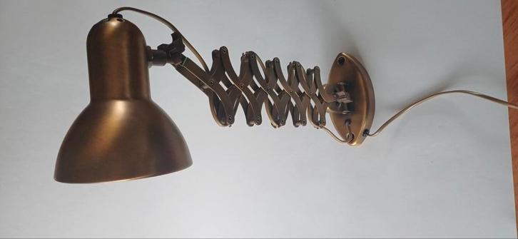 Vintage messing Man Kwong schaarlamp harmonicalamp, Huis en Inrichting, Lampen | Wandlampen, Zo goed als nieuw, Ophalen of Verzenden