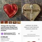 Vintage Yves Saint Laurent broche gold plated red emaile, Overige materialen, 4 tot 7 cm, Ophalen of Verzenden, Zo goed als nieuw