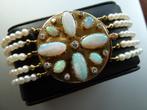 Antieke parel armband, 18 kt gouden slot met opaal + diamant, Sieraden, Tassen en Uiterlijk, Antieke sieraden, Verzenden, Goud