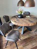 Richmond eettafel 140 rond grof houten eettafel., Ophalen, Rond, 100 tot 150 cm, 100 tot 150 cm