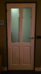 Witte binnendeur met glas, Doe-het-zelf en Verbouw, Deuren en Horren, Ophalen, Glas, Binnendeur, 200 tot 215 cm