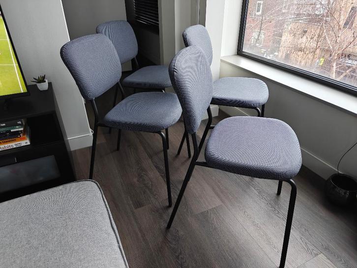 Eetkamerstoelen 4x - IKEA Karljan, Huis en Inrichting, Stoelen, Zo goed als nieuw, Vier, Stof, Grijs, Ophalen