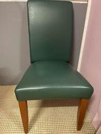 Eetkamerstoel 4 x - Groen Leer, Huis en Inrichting, Stoelen, Ophalen, Gebruikt, Overige kleuren, Eén