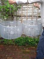 twee kroonluchters 5 armig met doorzichtige kap, Huis en Inrichting, Lampen | Kroonluchters, Ophalen, Zo goed als nieuw, Glas