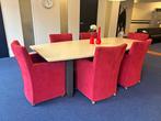 Vergadertafel met 6 stoelen, Huis en Inrichting, Stoelen, Ophalen, Gebruikt, Stof, Moderne, maar warme vergaderset