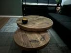 Salontafel s van oud en nieuw gebeitst steigerhout, Ophalen of Verzenden, Zo goed als nieuw, Rond, Minder dan 50 cm