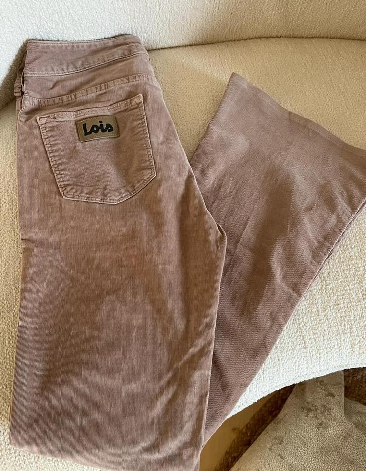 LOIS FLARED rib jeans echt prachtig oud roze mt27/32, Kleding | Dames, Broeken en Pantalons, Gedragen, Maat 36 (S), Beige, Lang