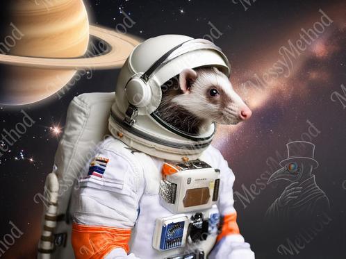 Digitale Artprint – Space Possum (Stellar trash panda), Antiek en Kunst, Kunst | Designobjecten, Ophalen