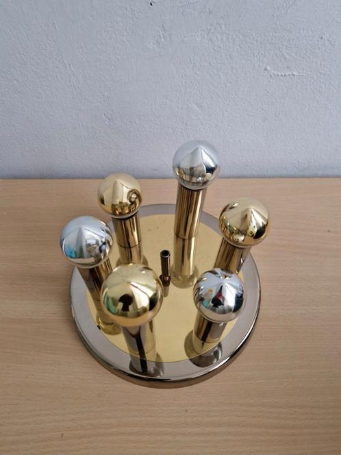 Vintage DeKnudt lamp - messing chrome luxe design space age, Huis en Inrichting, Lampen | Plafondlampen, Zo goed als nieuw, Ophalen of Verzenden