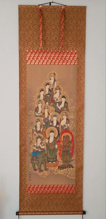 Japanse Boeddhistische Scroll met 13 Boeddha's beschikbaar voor biedingen
