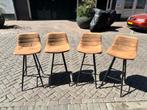 Barkrukken 4 stuks cognac, Huis en Inrichting, Barkrukken, Ophalen, Gebruikt, Met voetsteun, 60 tot 90 cm