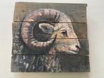 Ram schaap, verf op hout, door Fien Peeters, H32xB35cm, Huis en Inrichting, Woonaccessoires | Schilderijen, Tekeningen en Foto's
