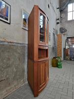 Deens Design Hoek Vitrine Kast | Hoge Teak Vitrinekast 2, Gebruikt, Glas, 150 tot 200 cm, 50 tot 75 cm