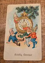 Vier kabouters vieren Nieuwjaar bij de klok, Verzenden, Voor 1920, Gelopen, Feest(dag)