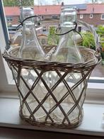 2x vaas in rieten mand, Ophalen, Overige kleuren, Minder dan 50 cm, Glas