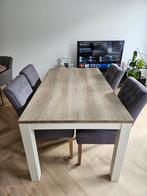 Leen Bakker eettafel 160x90 + 4 eetkamerstoelen, Huis en Inrichting, 4 tot 6 stoelen, Gebruikt, Ophalen