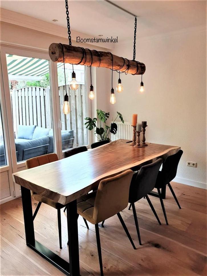 Houten hanglamp | boomstamlamp | lange hanglamp | houtenlamp, Huis en Inrichting, Lampen | Hanglampen, Nieuw, Minder dan 50 cm