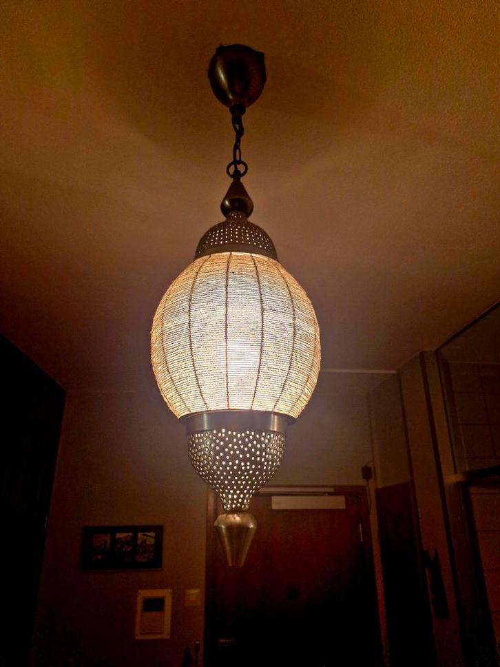 Oosterse Hanglamp - Sfeervolle Verlichting, Huis en Inrichting, Lampen | Hanglampen, Zo goed als nieuw, 50 tot 75 cm, Metaal, Stof