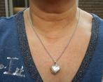 Zilveren ketting met hart medallion hanger met tekst nr.782, Met hanger, Verzenden, Zo goed als nieuw, Zilver