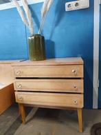 vintage mid century licht houten nachtkastjes slaapkamer, Huis en Inrichting, Slaapkamer | Bedden, Ophalen, Gebruikt, Bruin, 140 cm
